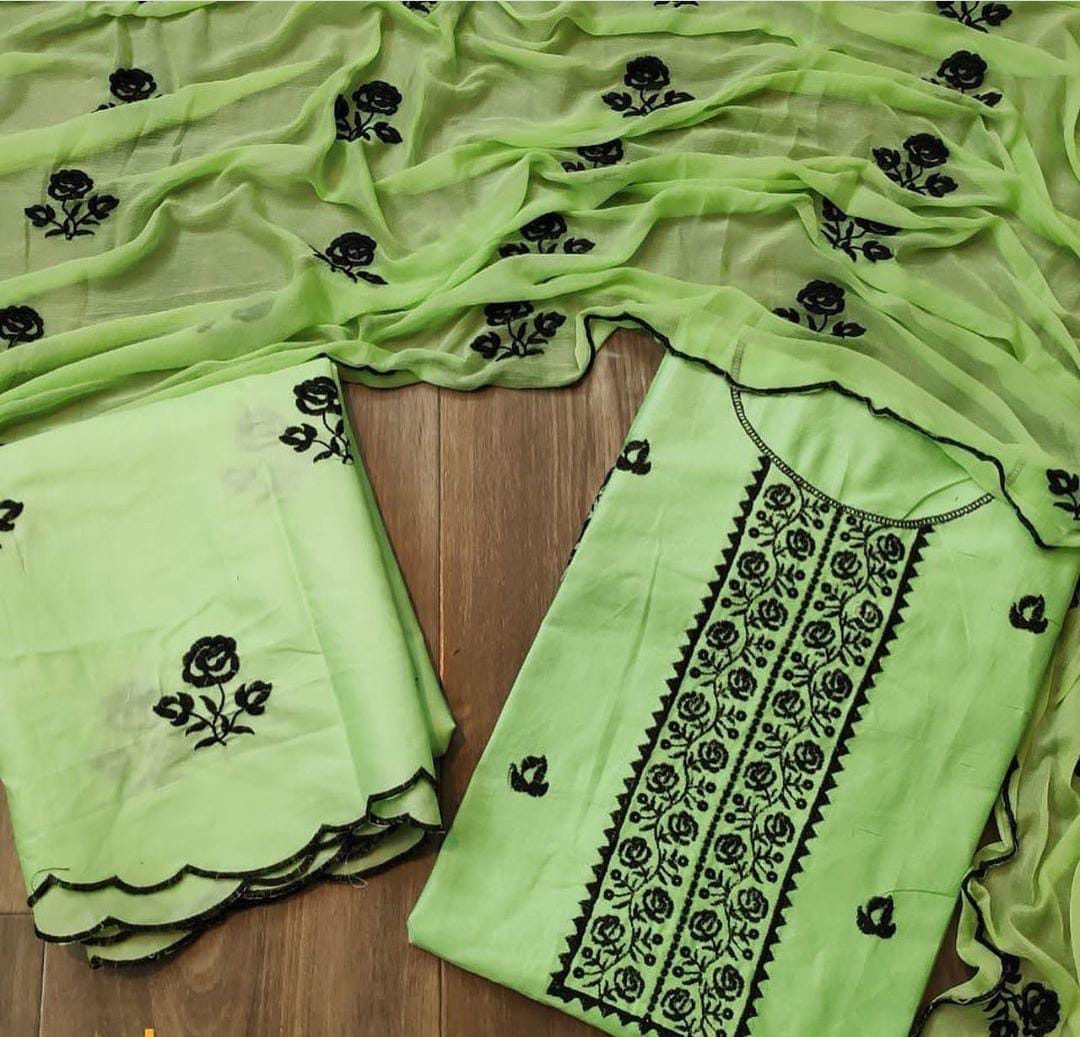 New Updated Collection Of Pure Cotton Dress Material With Nazneen Dupatta  