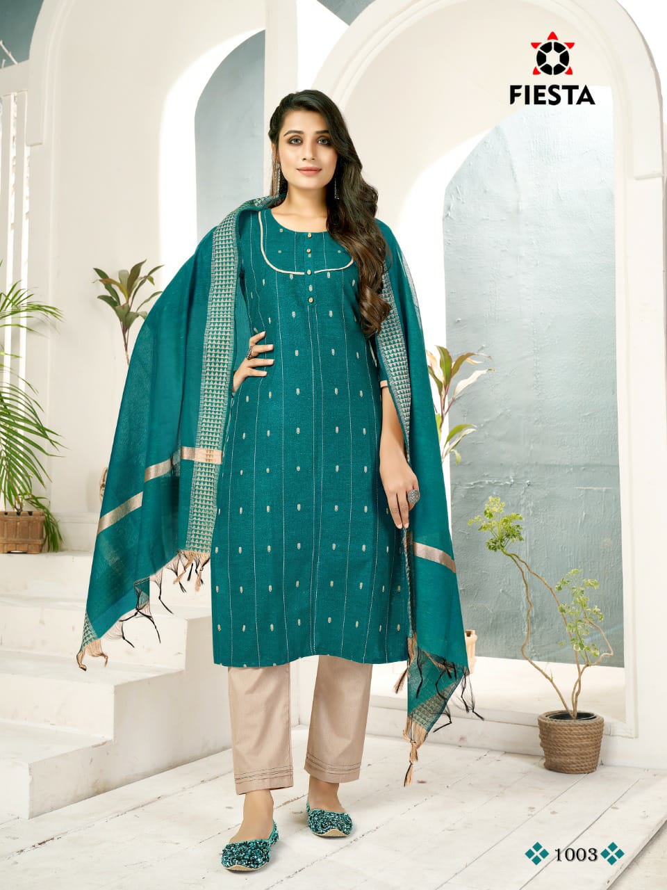 Fiesta naveli 3 Festive Wear Viscose Jacquard Butta Designer Latest Ready Made Collection
