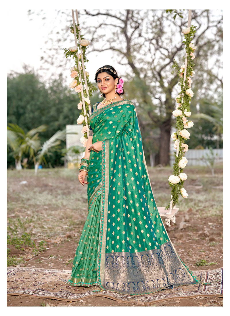 LIFESTYLE SHUBH MILAN Fancy Latest Designer Festive Wear Silk Embroidery Lace With Diamond Work Saree Collection