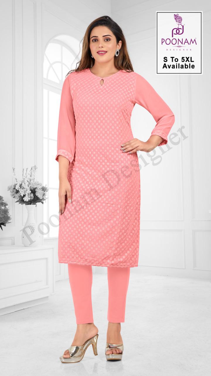 Poonam Rangrani Ethnic Wear Georgette Designer Kurtis Collection
