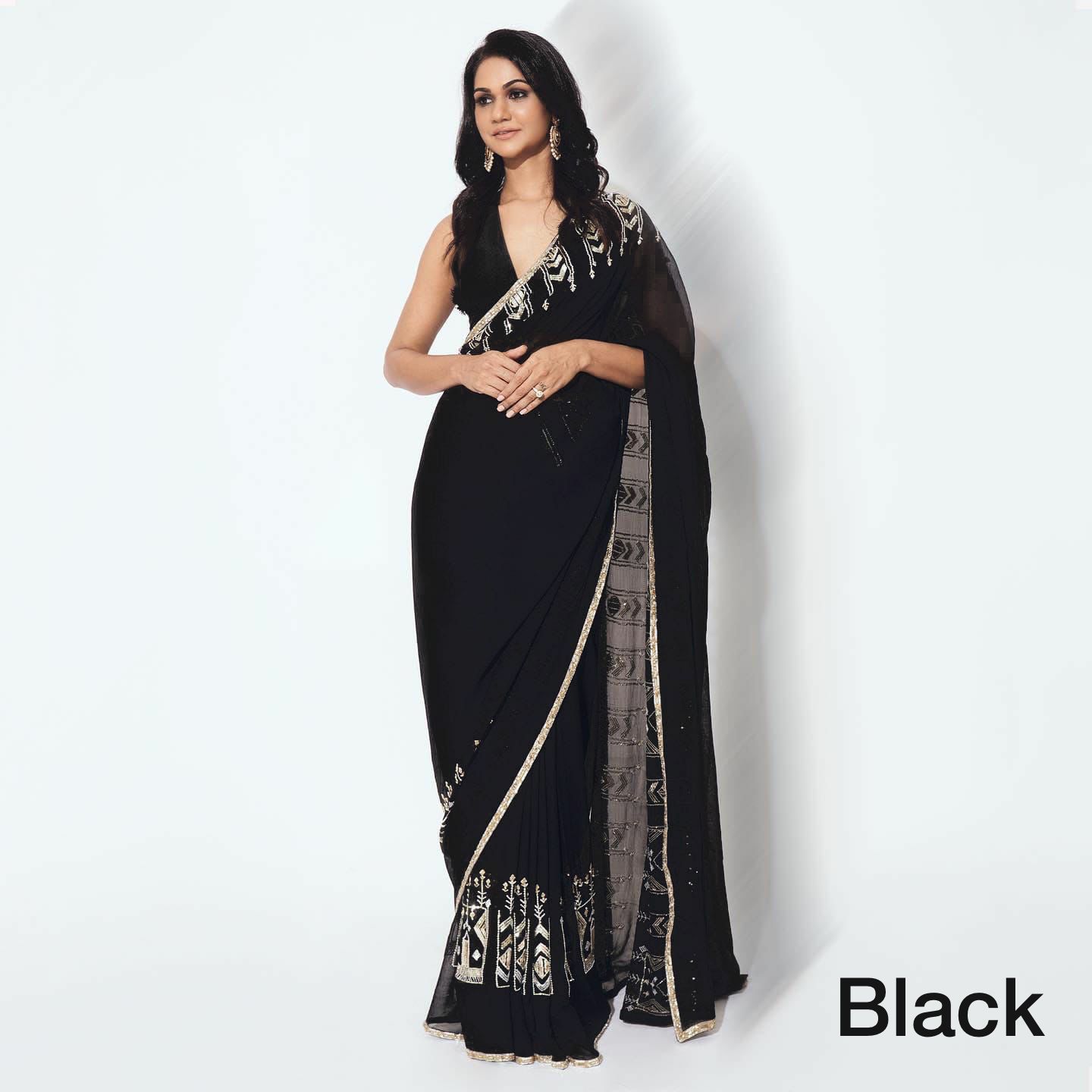 Manish Malhotra New Heavy Party Wear Georgette Stylish Saree Collection