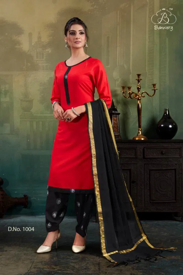 Banwery Latest Collection Of Designer Daily Wear Ready Made Salwar Suit With Chanderi Duptta 
