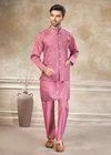 Pink color Outluk Wedding Vol 49 Pure Viscose Mens Modi Jacket Kurta Pajama 4905 
