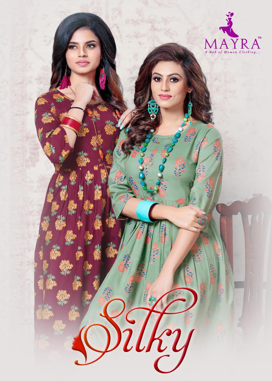 Mayra Silky Ethnic Party Wear Latest Designer Anarkali Rayon Kurti Collection