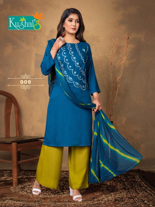 Kushals Mahek Kurti With Plazzo And Dupatta Fancy Ethnic Wear Collection
