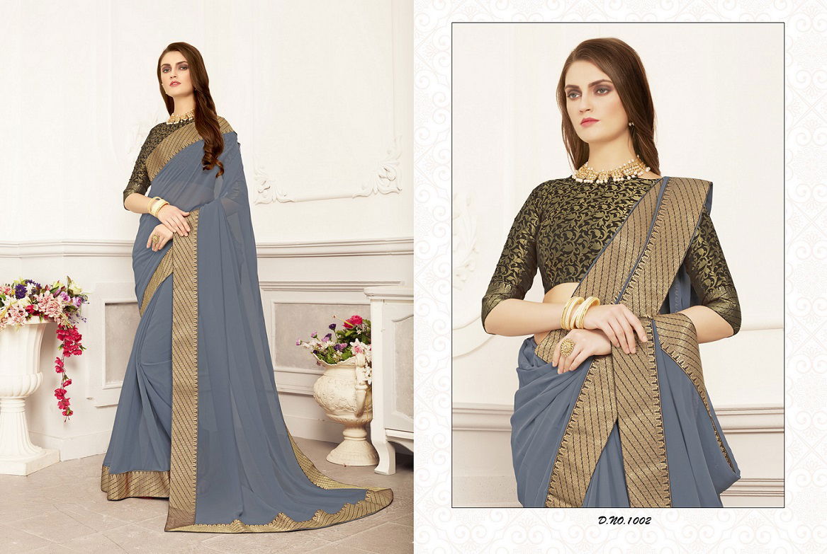 Keshvi Latest Festive Wear Georgette Plain Saree With Beautiful Border Designer Collection 