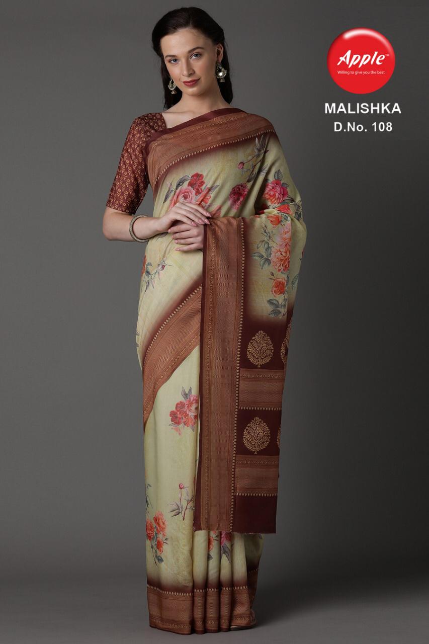 APPLE MALISHKA Latest Casual Daily Wear Muslin Silk Digital Printed Saree Collection