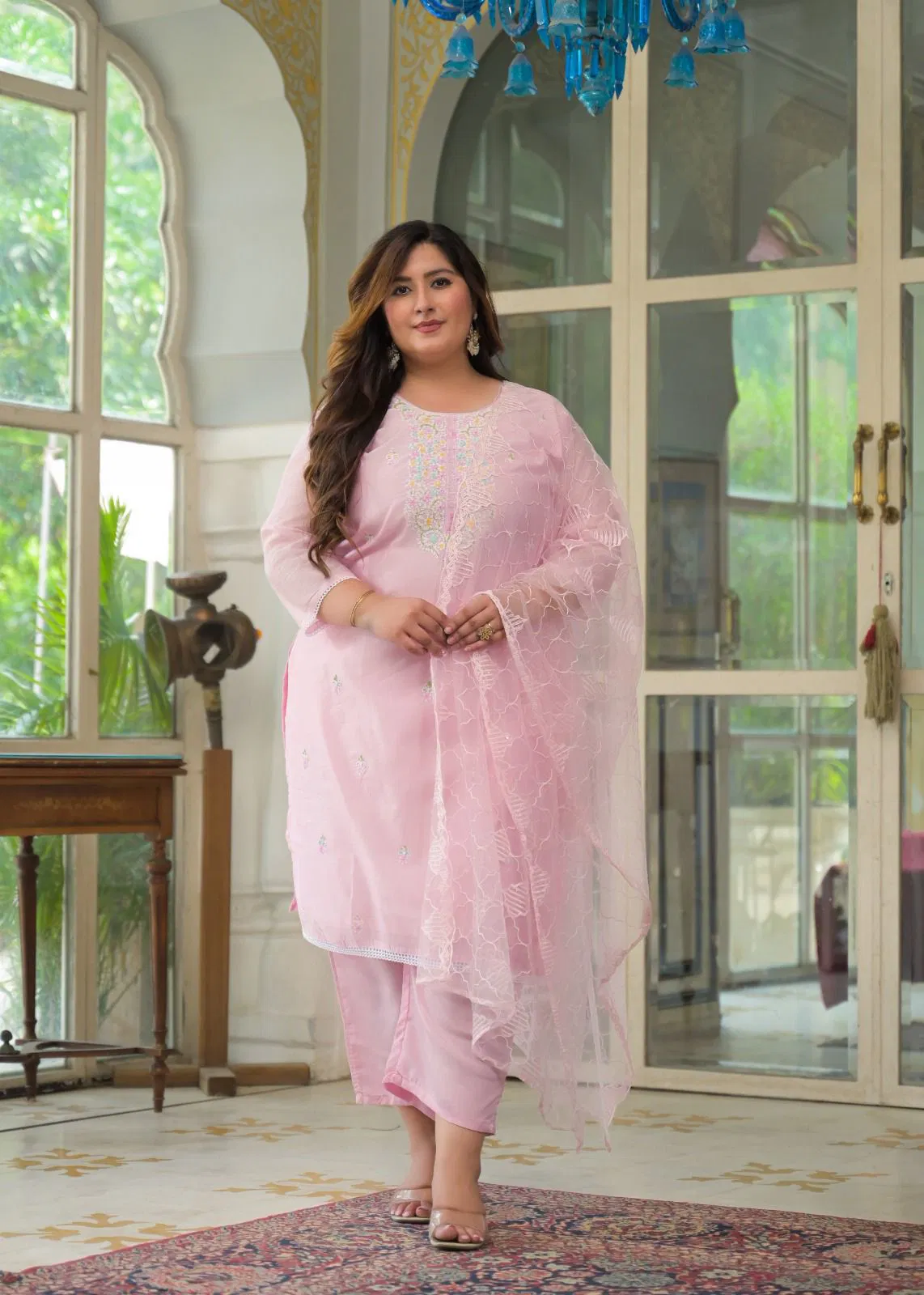 Label Khoj Big Size Chanderi Kurti With Bottom Dupatta Exporters In India