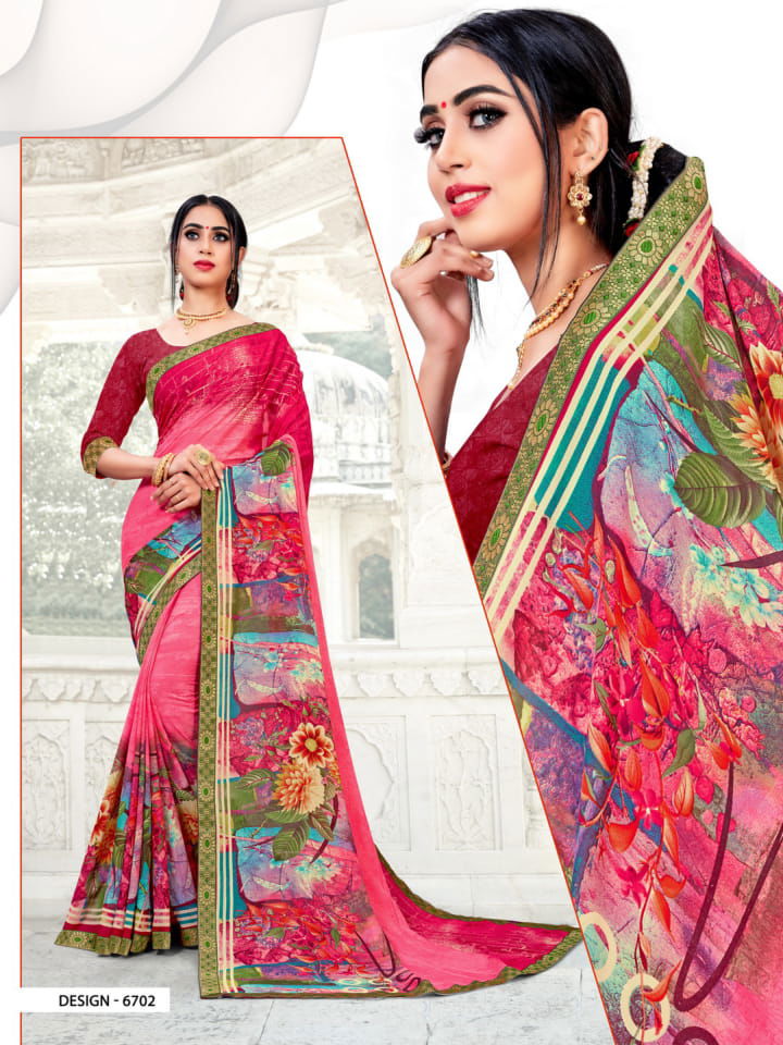 Haytee Fantasy Latest Collection Regular Wear Rennial Printed Sarees

