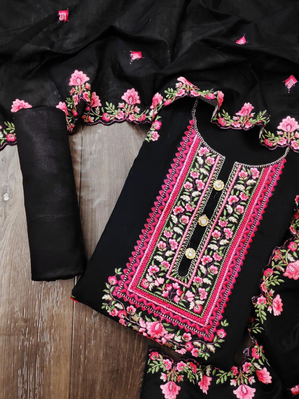 Latest Collection Of Festive Wear Designer Chanderi Designer Dress Material 