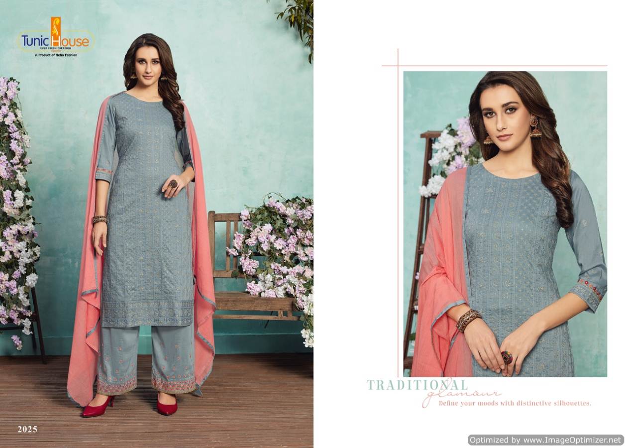 Tunic House Nelly Lucknowi Stylish Chinon Soft Silk With Embroidery Work Salwar Suit Collection