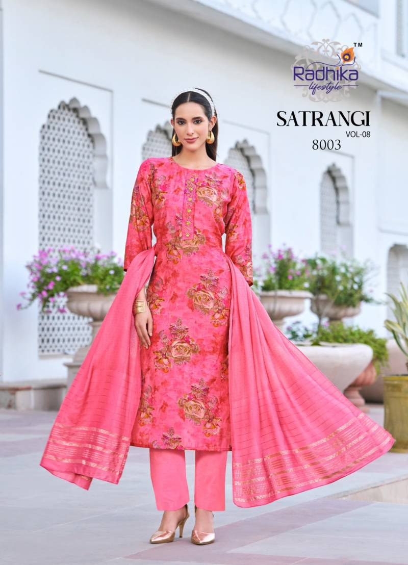 Satrangi Vol 8 By Radhika Modal Printed Kurti With Bottom Dupatta Wholesale In India