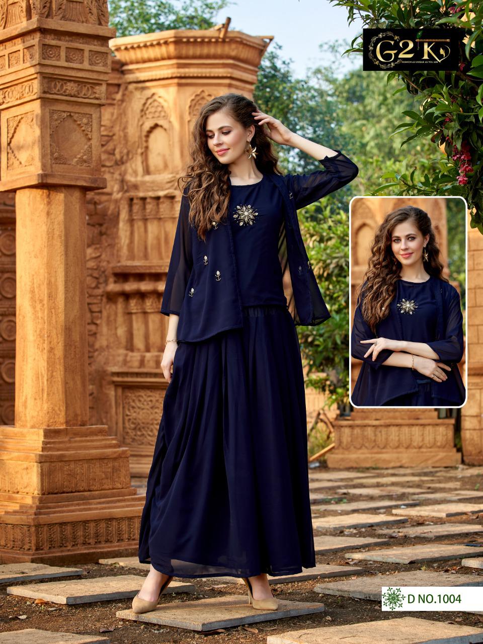 G2k Scarlett New Stylish Party Wear Top With Skirt And Jacket Latest Collection