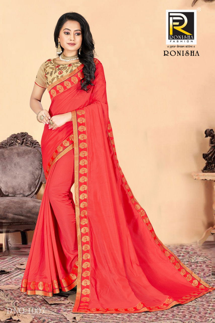 Ronisha Classy Latest Fancy Designer Festive Wear Vichitra silk  Embroidery Designer Saree Collection
