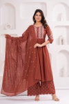 Naisha K 306 Cotton With Work Kurti With Pant Dupatta Suppliers In India