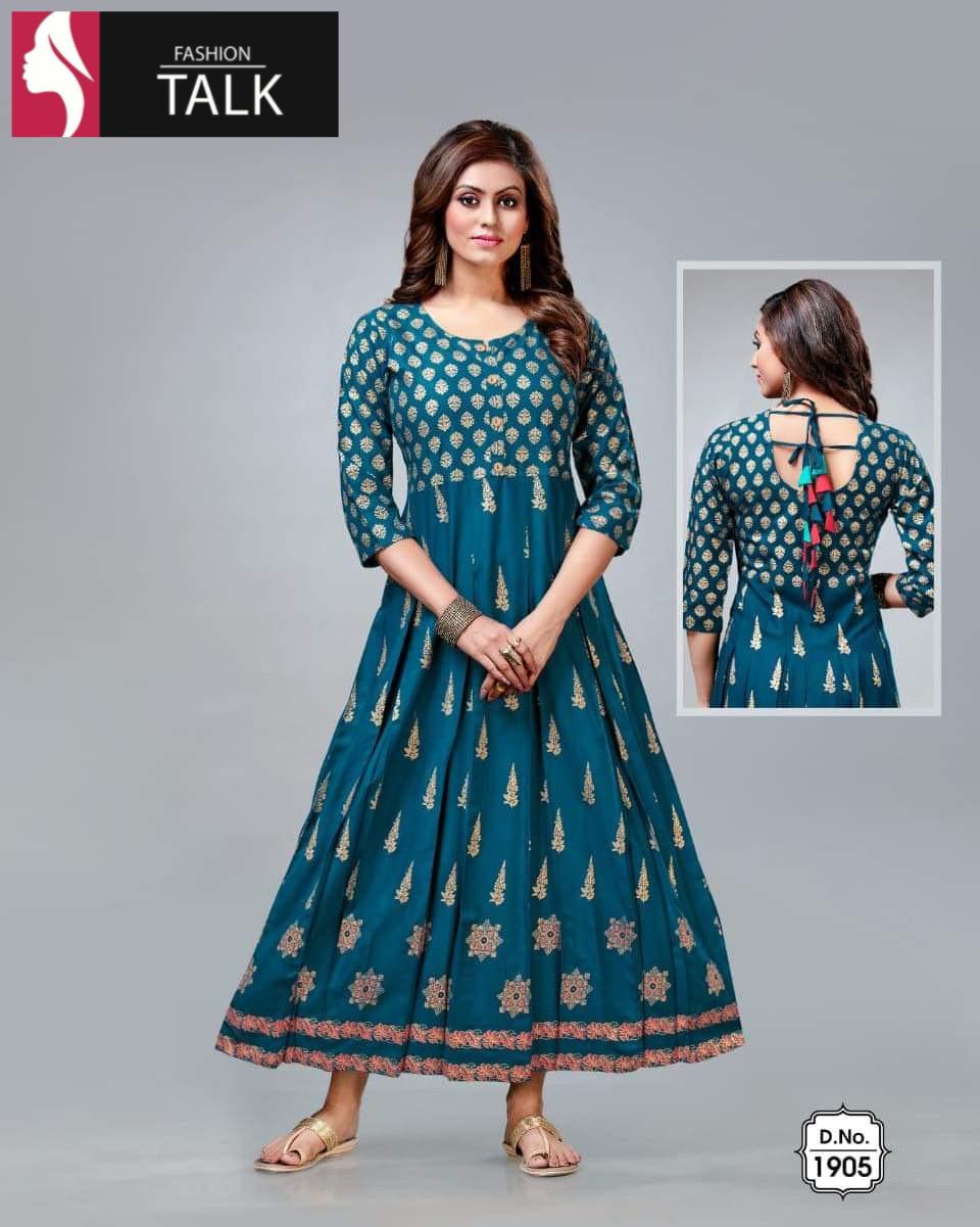 Ft Rayon Dori Patt Ethnic Wear Rayon Printed Latest Designer Kurtis Collection
