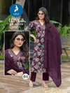 Elina 3 By Kaya Vertican Printed Kurti With Pant Dupatta Wholesale Market Surat