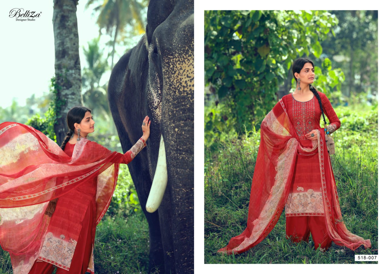 Belliza Nova Pure Premium Cotton Print with Heavy Fancy Embroidery Dress Material Collection
