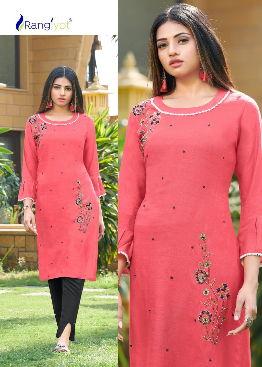 Rangjyot Kaaya Latest Fancy Designer Ethnic Wear Rayon Designer Rayon Kurti Collection
