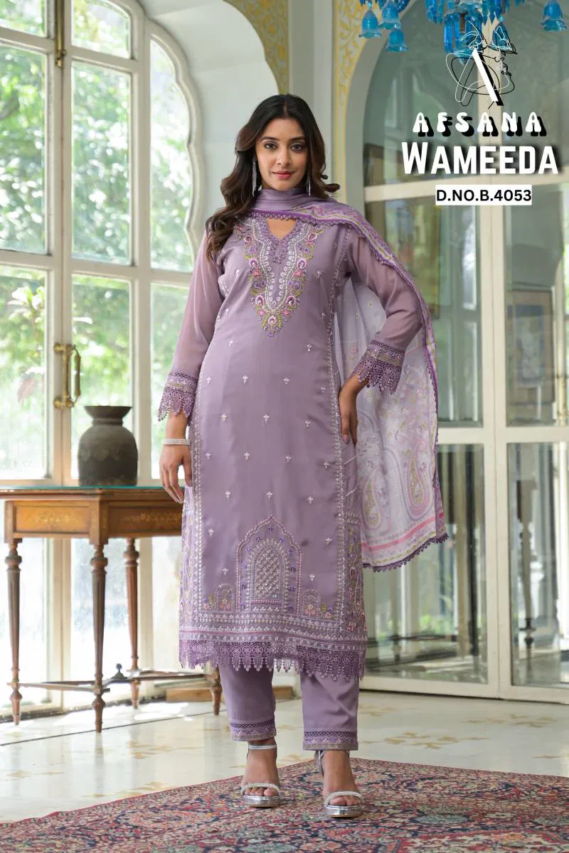 Wameeda By Afsana Georgette Kurti Bottom With Dupatta Exporters In India