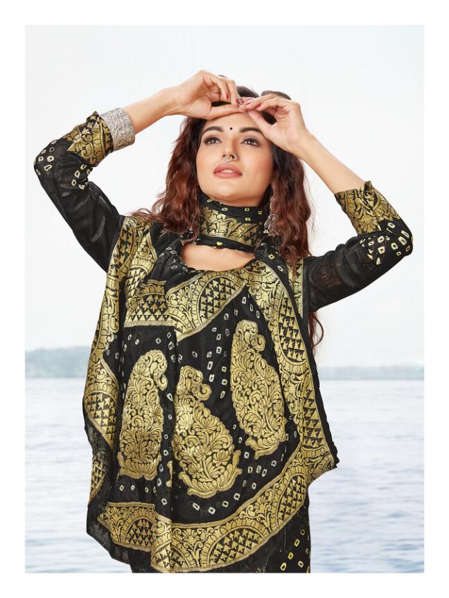 Rajyog Chunari Silk Heavy Bandhani Printed Latest Designer pure viscose with finish blouse Wedding Wear Collection