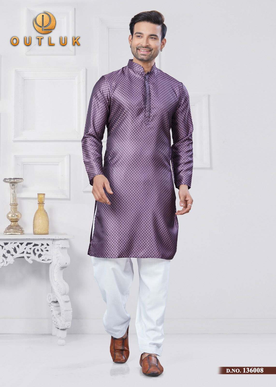 Outluk Vol 136 Jcaquard Silk Mens Wholesale Kurta Pajama Maunfacturers
