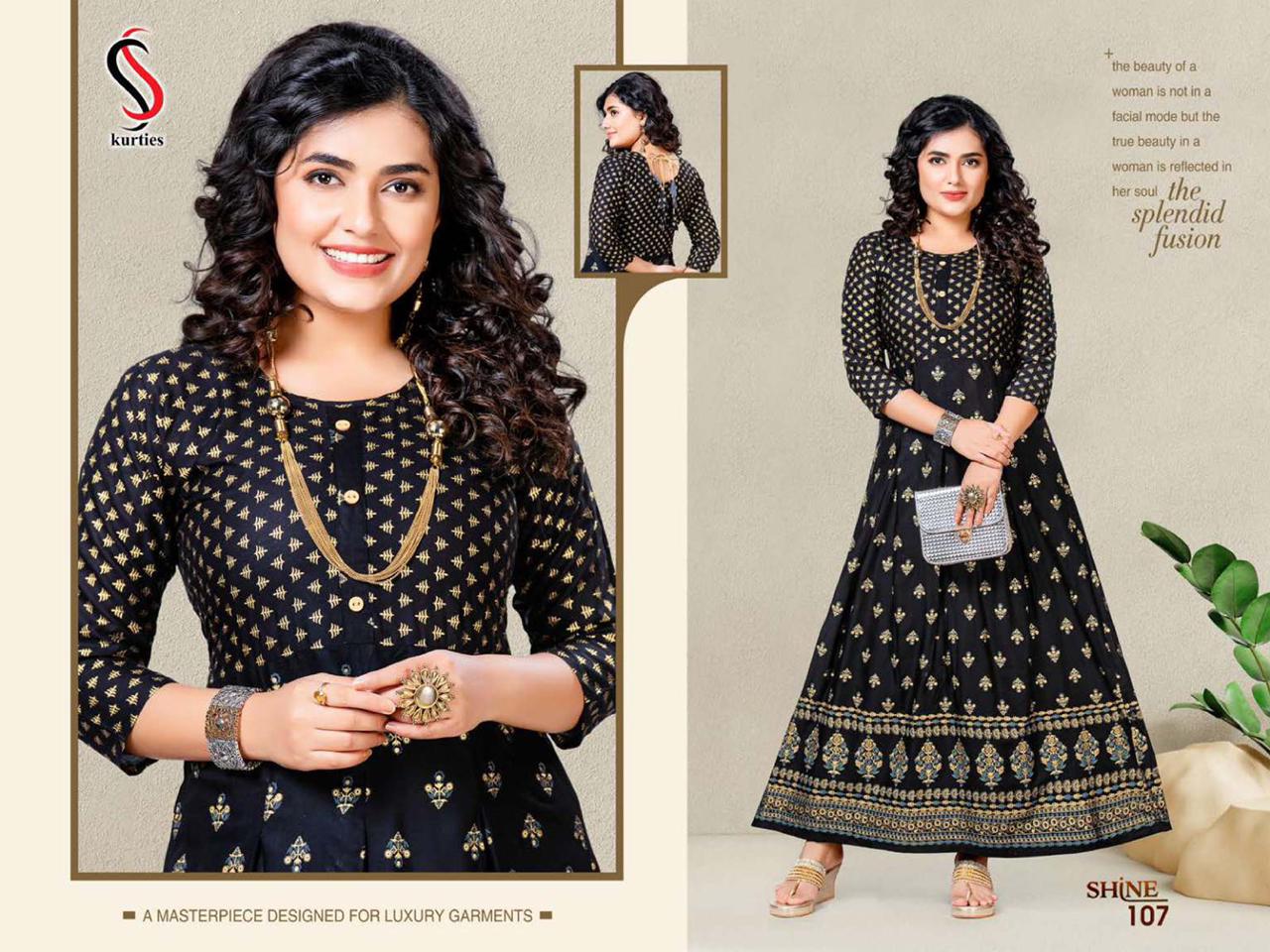 Ss Kurtis Shine Heavy Art Festive Wear Designer Kurtis Collection
