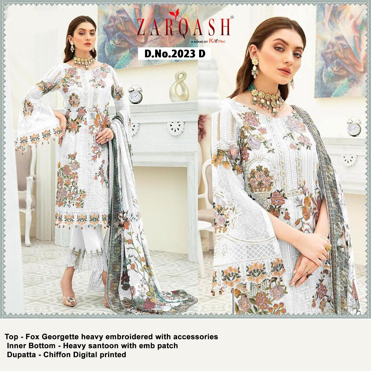 Zarqash Dynamic Fancy Designer Exclusive Premium Festive Wear Georgette Heavy Embroidered With Accessories Pakistani Suits
