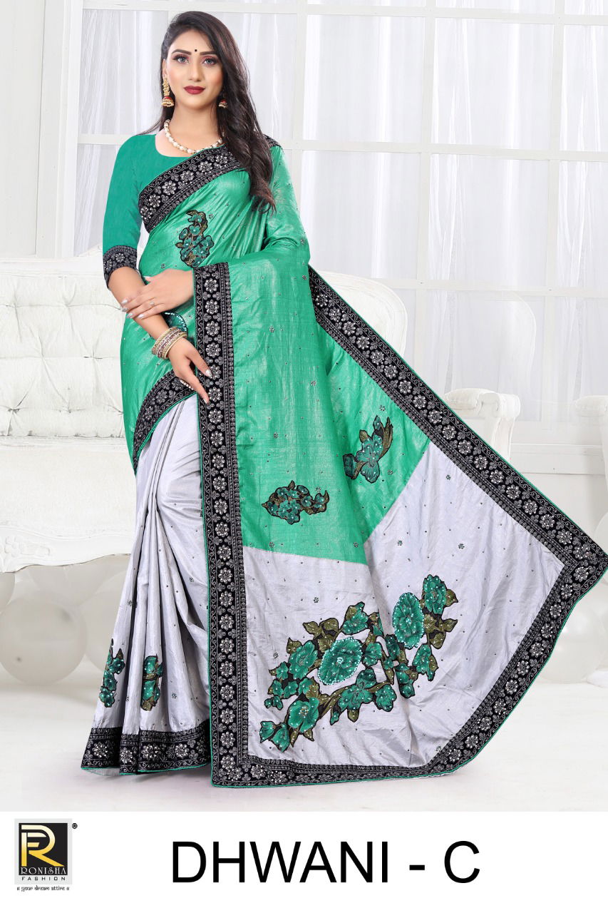 Ronisha Dhwani Designer Fancy Festive Wear Embroidery Saree Collection