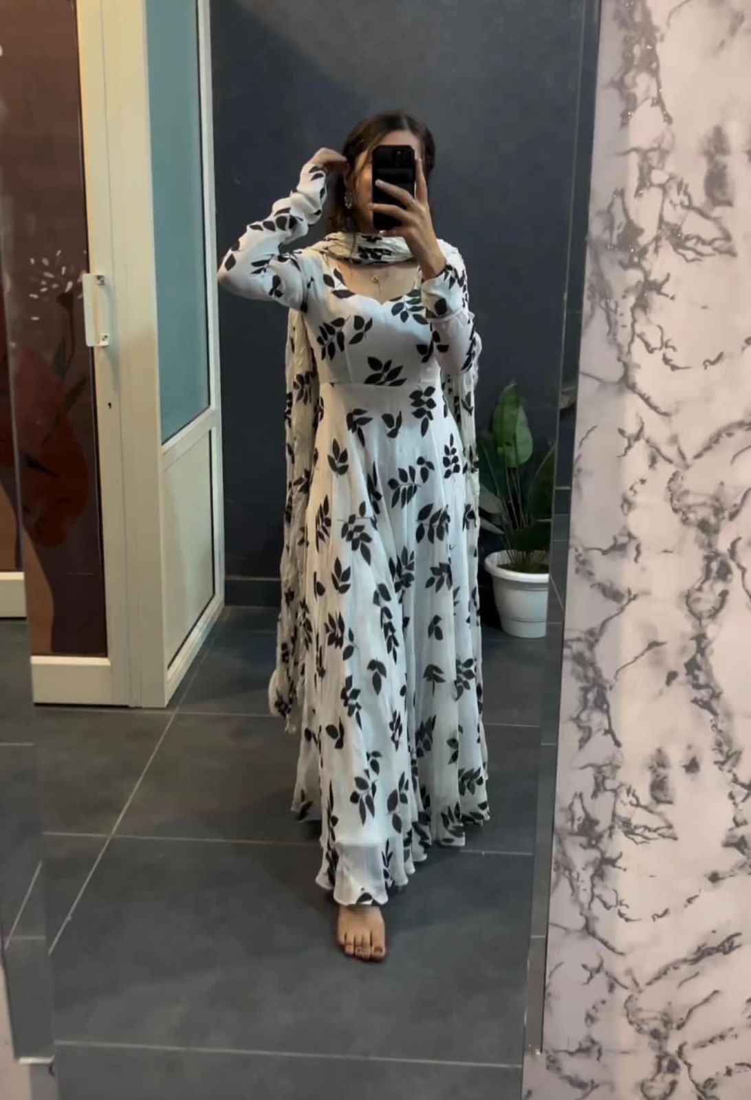 LG 1765 Georgette Long Anarkali Kurti With Dupatta Catalog
