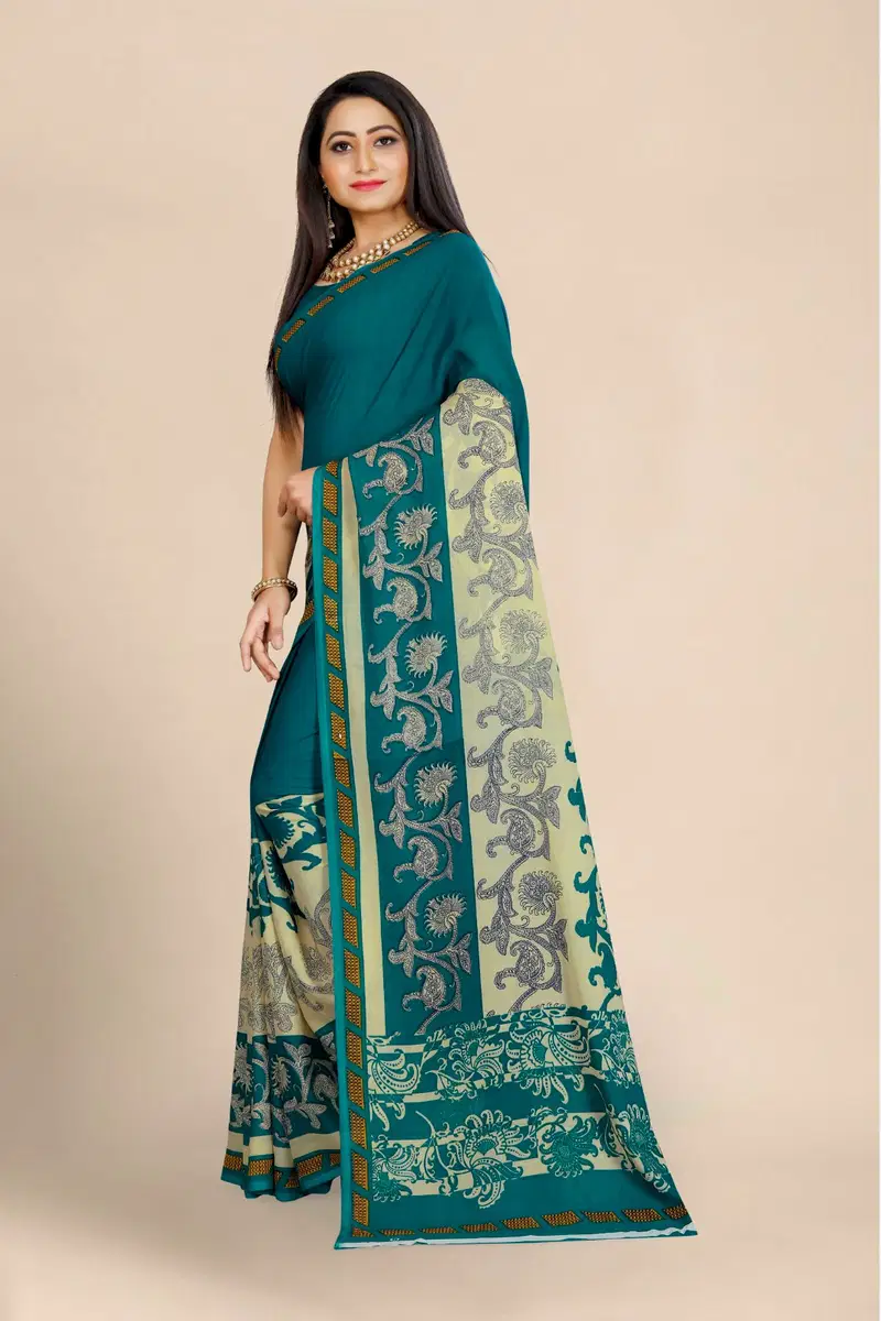 Dhruvi Floral Print Daily Wear Georgette Sarees Catalog