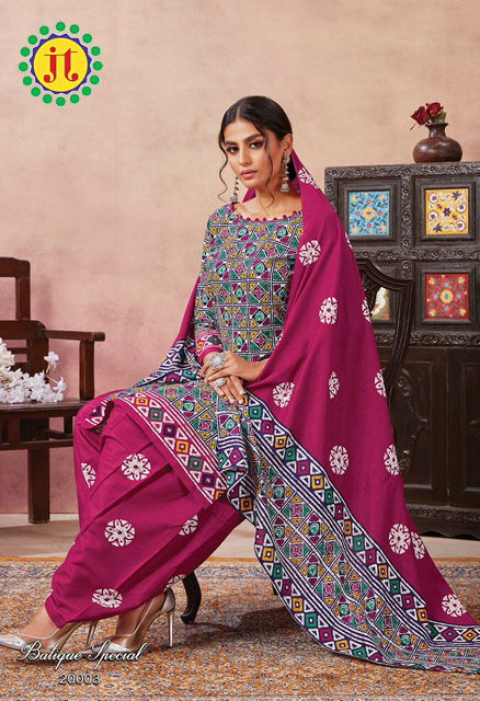 Jt Batique Special 20 Cotton Designer Regular Wear Kurti with Bottom and Dupatta Collections
