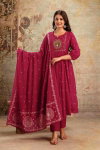Naisha K 132 Cotton Embroidered Kurti Bottom With Dupatta Wholesalers In Delhi