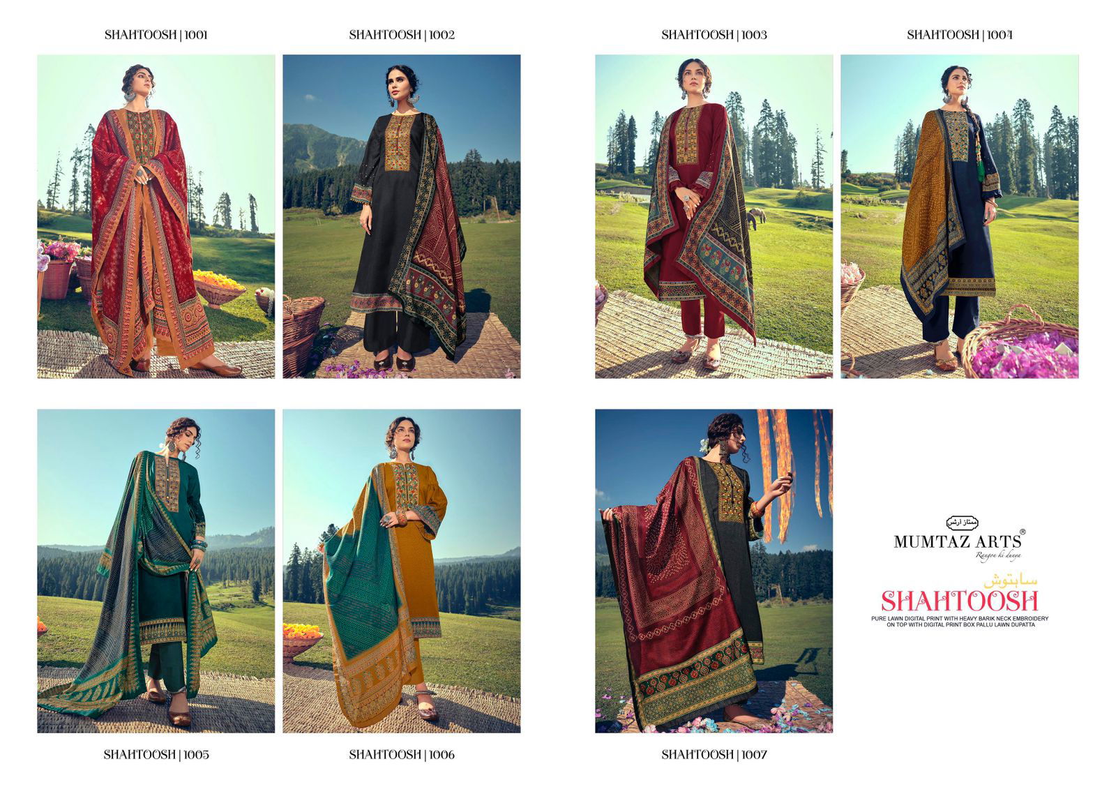 Mumtaz Shahtoosh Lawn Cotton Exclusive Digital Print Fancy Regular Wear Designer Dress Material Catalog
