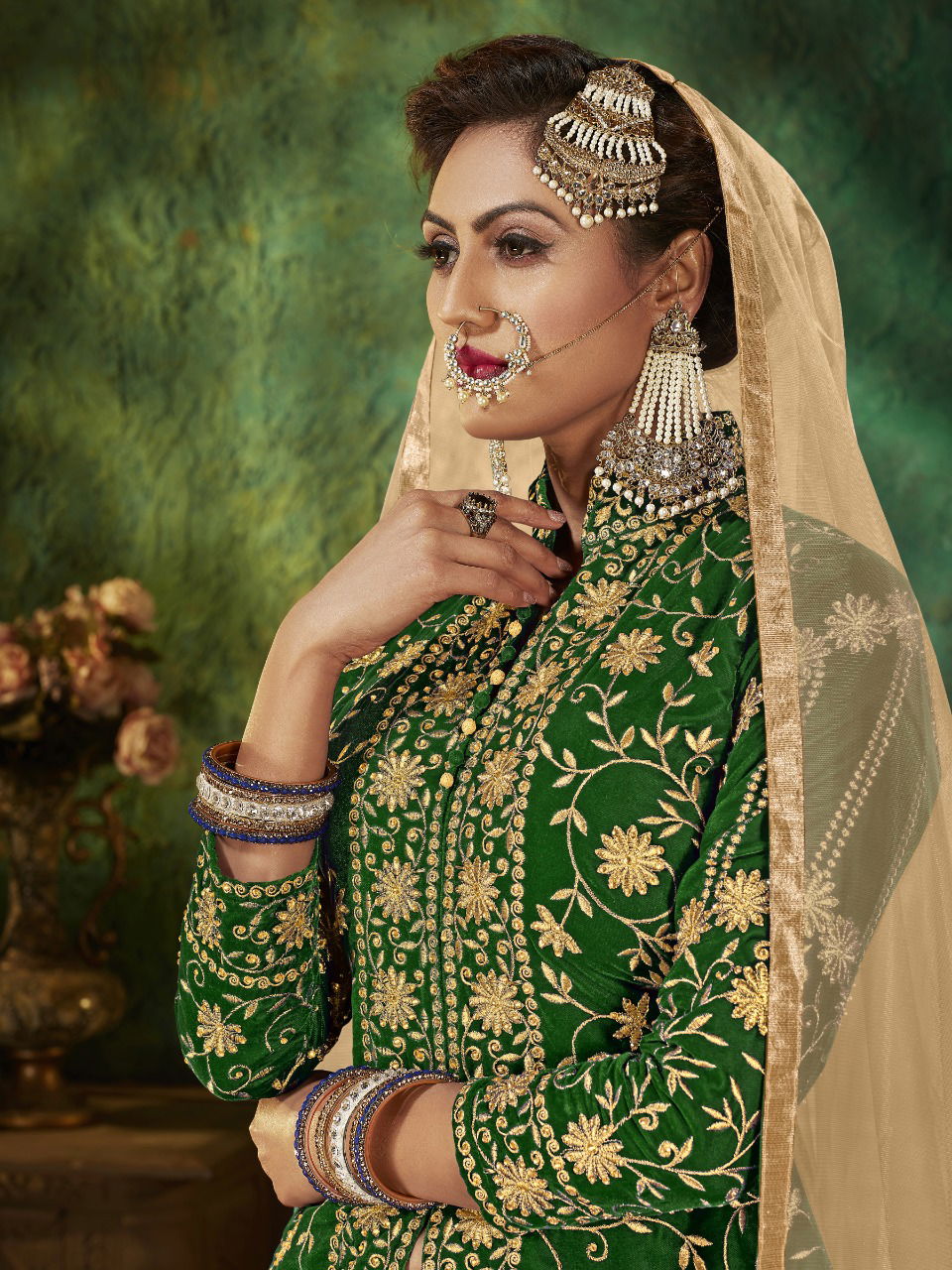 Senhora Zara 19 Colours Wedding Wear Velvet With Embroidery And Stone Work With Net Dupatta And Skirt Salwar Suits Collection
