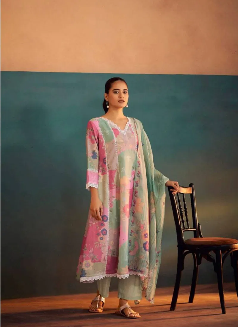 Tanyaa P 295 Linen Cotton Anarkali Kurti With Bottom Dupatta Wholesale Online