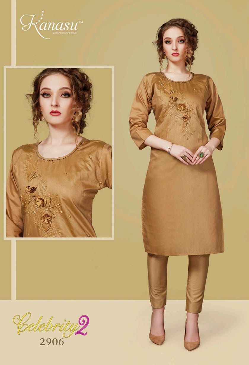 Kanasu Celebrity 2 Ethnic Wear Silk Designer Kurti With Bottom Collection