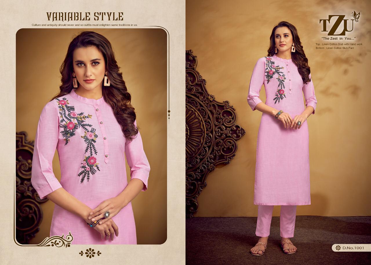 TZU AMAYA Latest Fancy Designer Heavy Festive Wear Hand Work Kurtis With Bottom Collection 