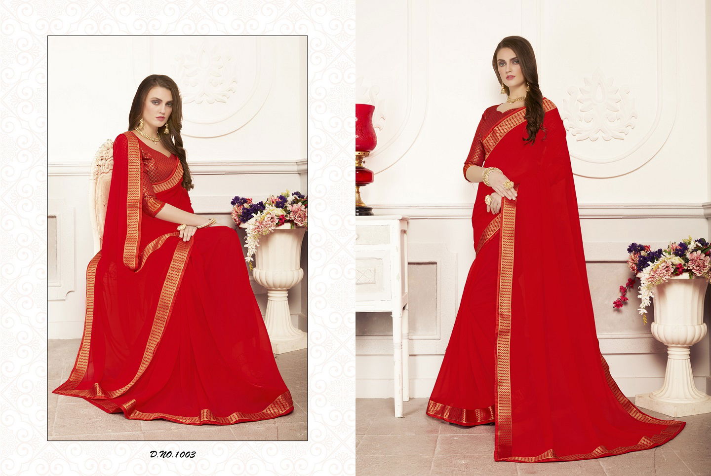 Keshvi Latest Festive Wear Georgette Plain Saree With Beautiful Border Designer Collection 