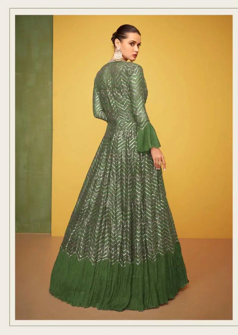 Petals Classic Carnival By Sayuri Silk Designer Gown Exporters In India