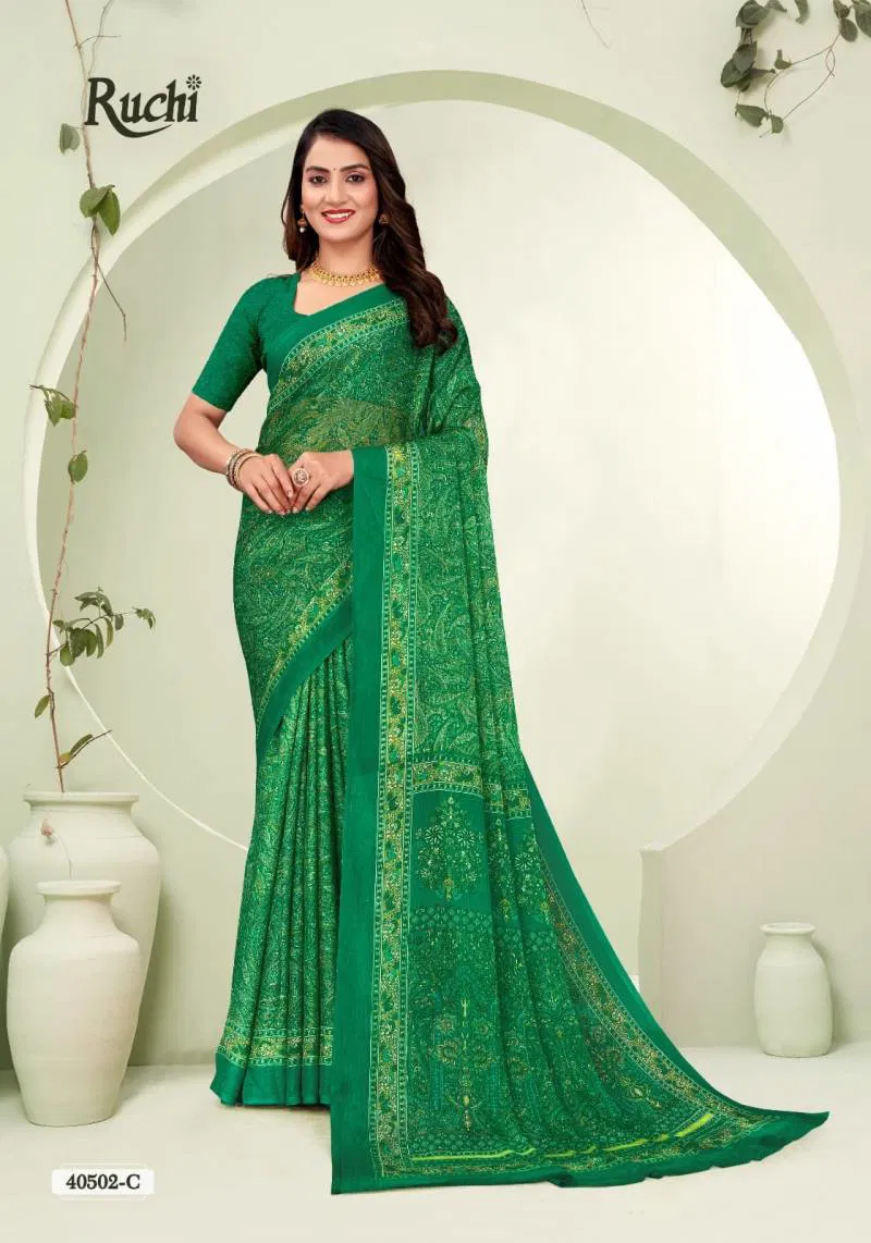Star Chiffon 188 By Ruchi Printed Chiffon Saree Wholesale Market