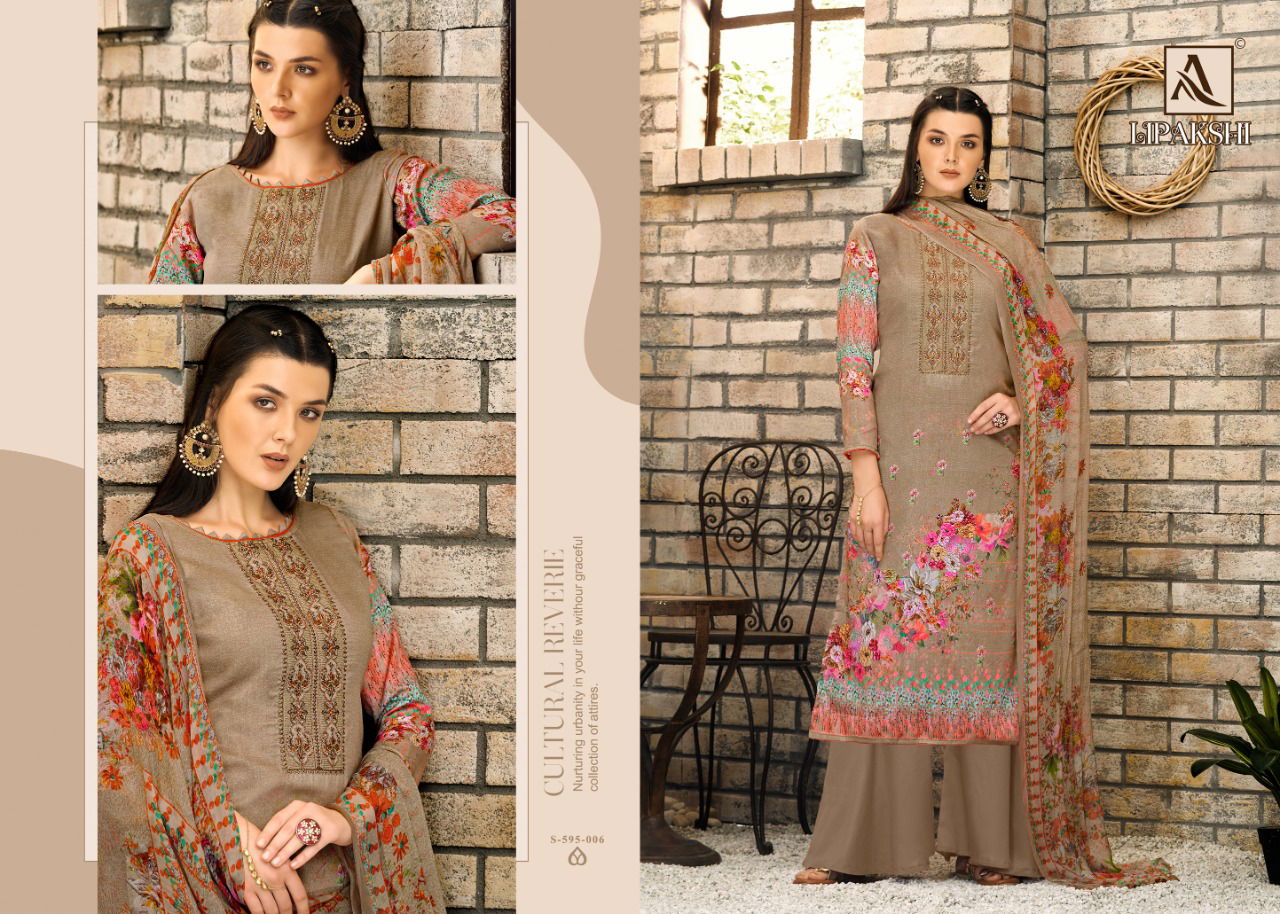 Alok Lipakshi Print with Fancy Embroidery with Swarovski Diamond Work Designer Dress Material Collection
