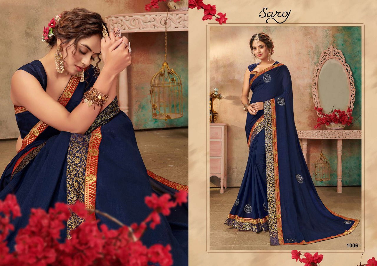 Saroj Gulfar Latest Designer Wedding  Wear Vichitra silk Sarees Collection
