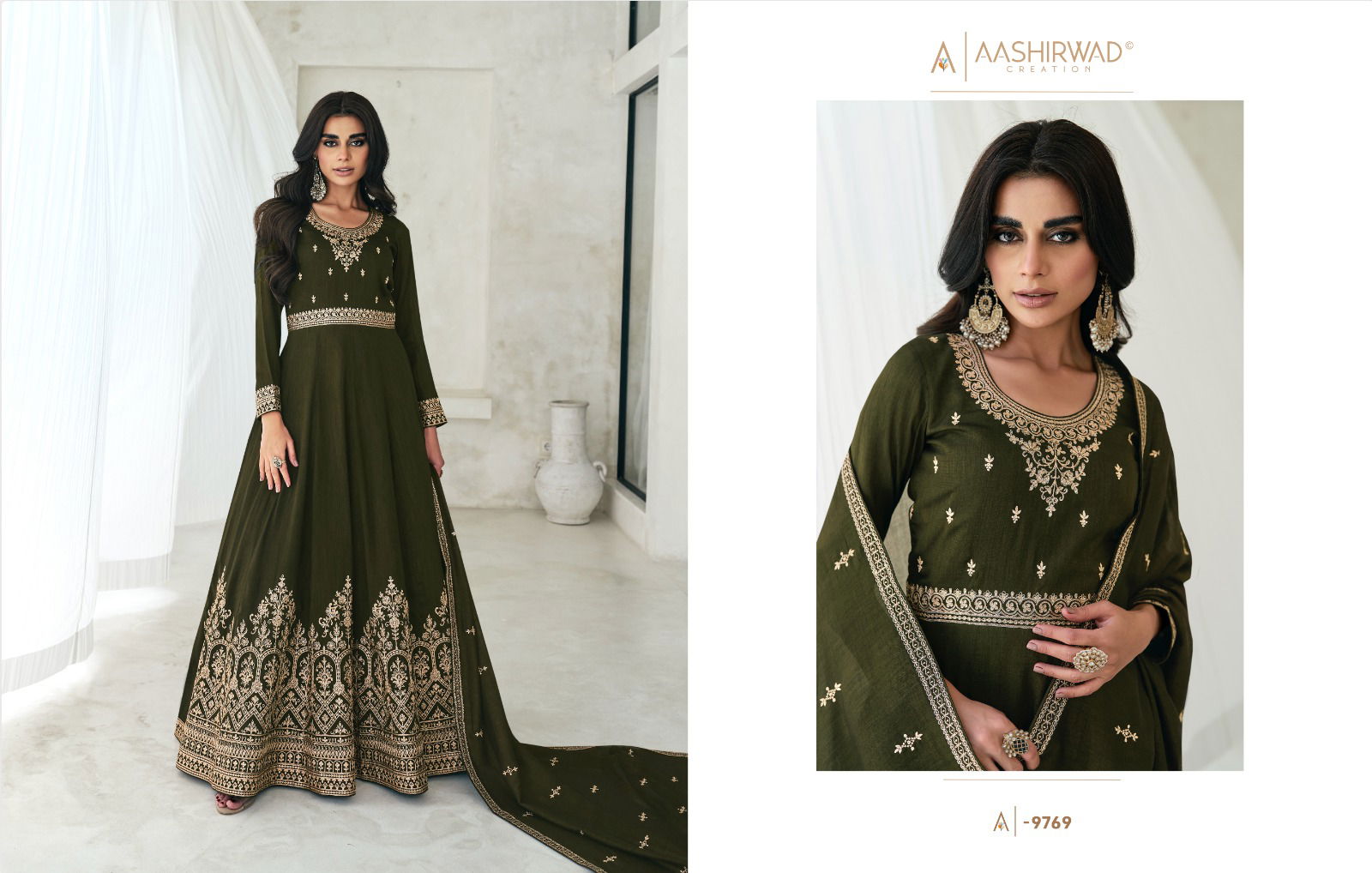 Aashirwad Gulkand Bela Premium Silk Heavy Embroidery Gown With Dupatta Catalog