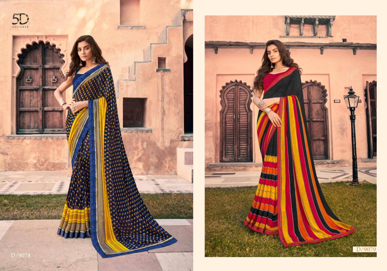 5D ZARA VOL-12 Designer Fancy Festive Wear Heavy Georgette Saree Collection
