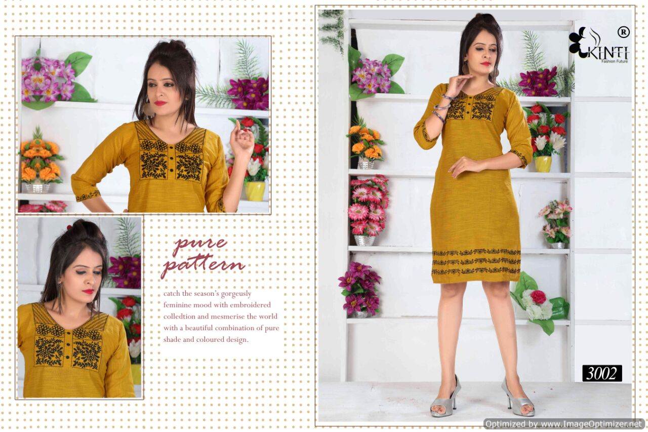 Kinti Morni Exclusive Cotton Slub With Embroidery Work Designer casual Wear Kurti Collection