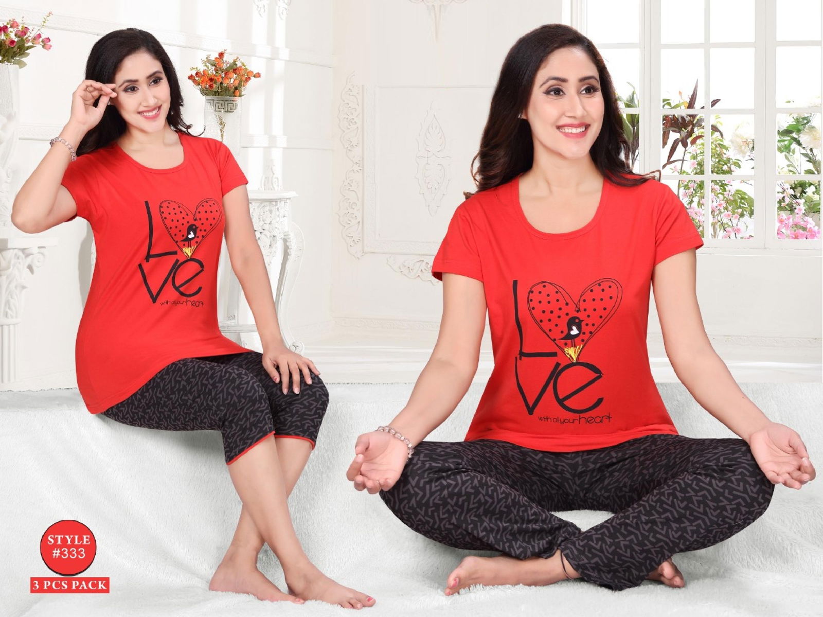 Orange 333 Hosiery Cotton Latest Exclusive Comfortable Hosiery With Super Fine Stitching Night Suits Collection
