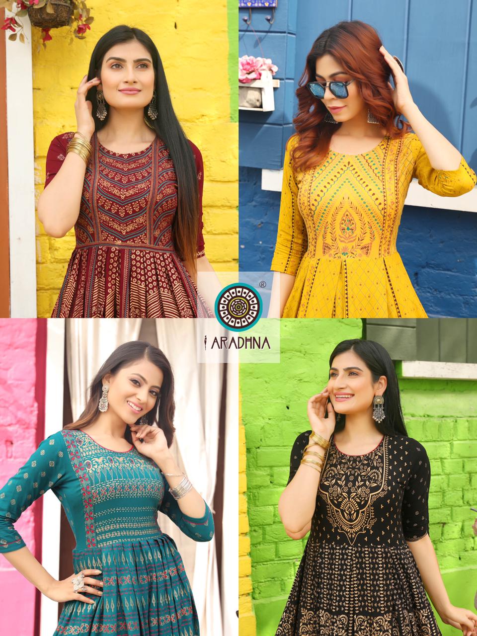 Aradhna Riwaaz 2 Fancy Festive  Wear Anarkali Rayon Printed Long Kurtis Collection