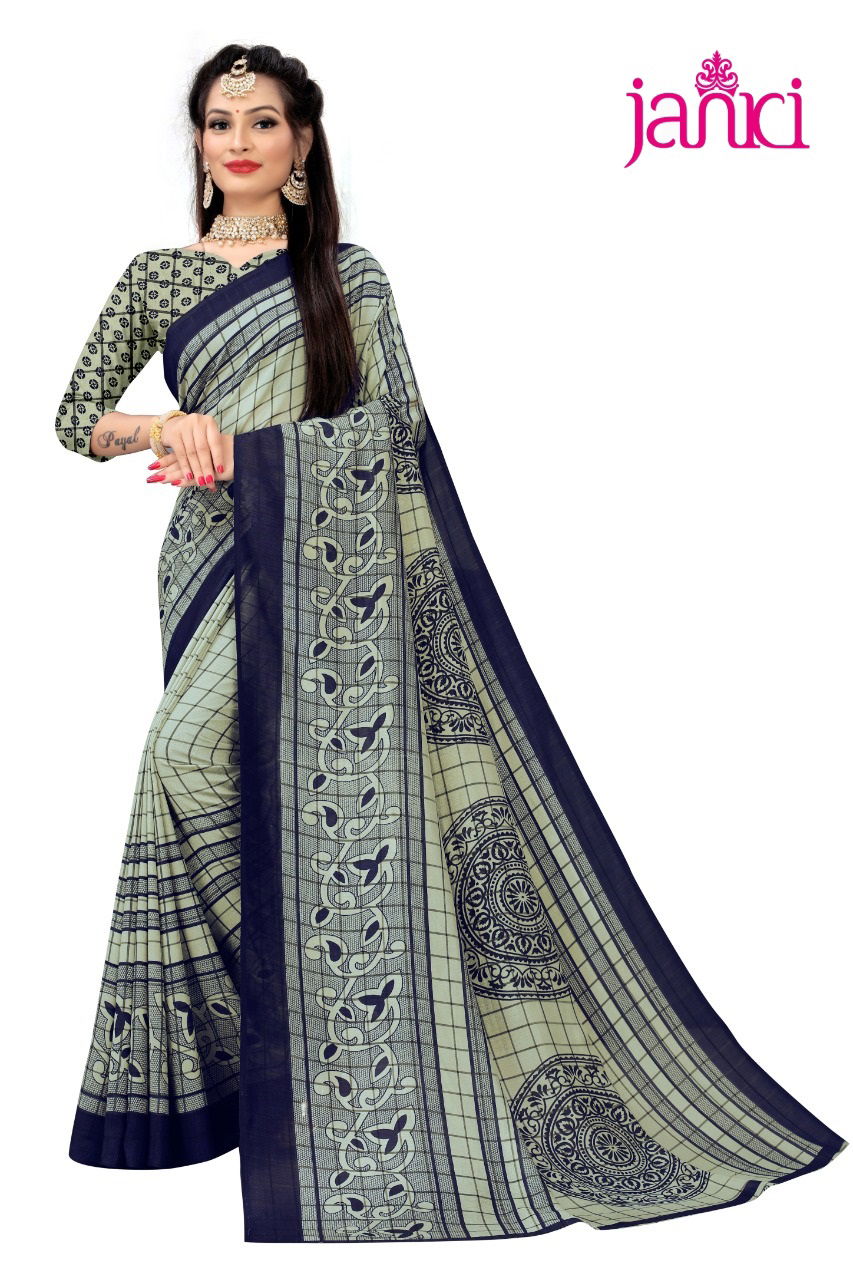 Janki Lady Queen 2 Latest Collection Of Daily Wear Vichitra Silk Chex Print Saree 