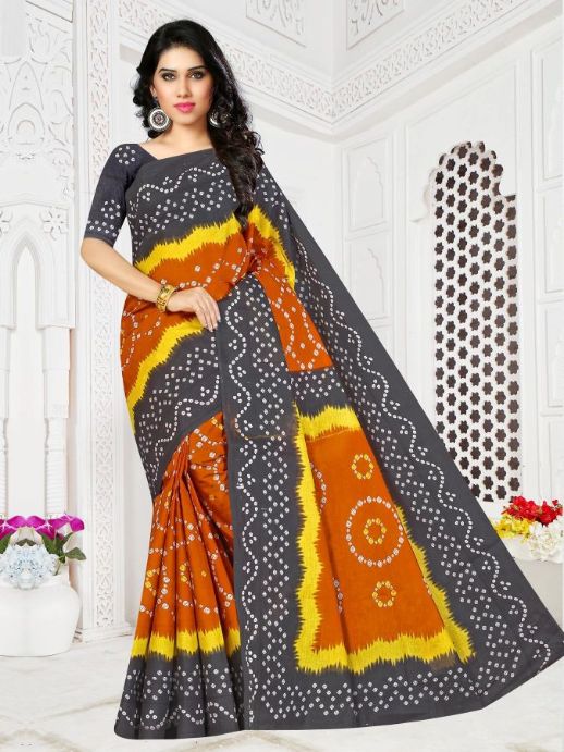 Smc Golden Bandhani Cotton Printed Regular Wear Designer Saree Collection